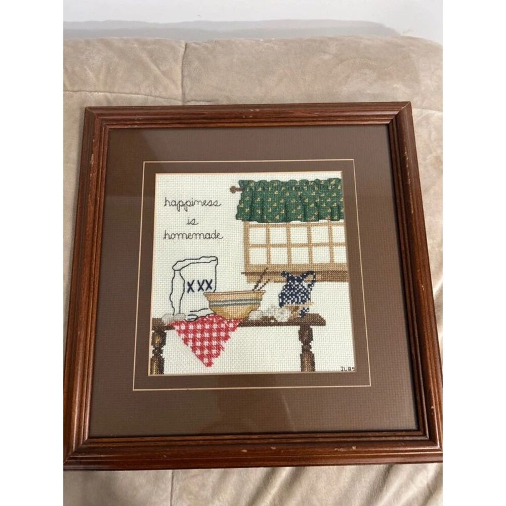 Vintage 1985 Cross Stitch “Happiness is Homemade” Baking and Cooking Theme
